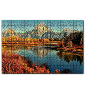 Cakapuzzle Sonbahar Renkleri, Nehir ve Çıplak Dağlar  Puzzle Yapboz MDF (Ahşap) (255 Parça)