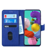 Microsonic Samsung Galaxy A51 Kılıf Fabric Book Wallet (Lacivert)