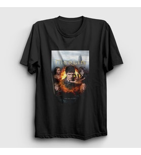 Presmono Unisex Beyaz Merlin Dizi T-Shirt 428418tt (Siyah)