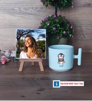 Tatlı Penguen Fotoğraflı Dekoratif Taş, Kupa Bardak Beyaz Hediye (Model 12)