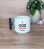 Göz Doktoru Hediye Sepeti Kupa Bardak T Kulplu, Kalemlik ve Ahşap Telefon Standı Tıp Bayramı Hediyesi (Model 6)