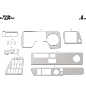 Meriç® Mitsubishi Safir Ön Torpido Kaplama Maun 8 Parça 1999-2010 (Alüminyum)