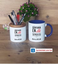 Sevgiliye Hediye Kalemlik, Kupa Bardak T Kişiye Özel Hediye (Model 6)