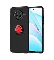 Xiaomi Mi 10T Lite 5G Kılıf 360 Kamera Korumalı Yüzüklü Standlı (Siyah-Kırmızı)