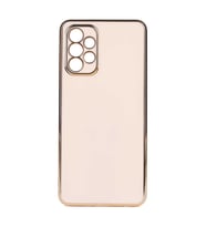 Samsung Galaxy A32 4G Kılıf Kenarları Gold Kamera Korumalı Renkli Pastel Silikon Açık Yeşil BARK (Rose - Gold)
