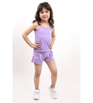 Toontoy Kız Bebek Baskılı Şortlu Takım (Lila)
