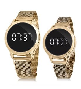 Polo Air Mıknatıs Kordon Çiftlere Özel Bay Bayan Takım Saat Sevgili Saati (Gold)