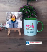 Matematik Öğretmeni Fotoğraflı Dekoratif Taş, Kupa Bardak Beyaz Hediye (Model 14)