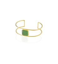 Kadir Jewellery 22 Ayar Altın Kaplama Zirkon Taşlı Ayarlanabilir Vintage Bilezik (Yeşil)