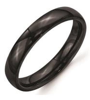 Unisex 4mm İnce Bombeli Erkek Kadın Çelik Alyans Yüzük (Siyah) cl18