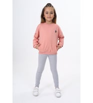 Toontoy Kız Çocuk Baskılı Taytlı Takım (Koyu Pudra)