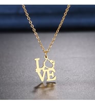 Kişiye Özel 925 Ayar Gümüş Hello Kitty Love Kolye (Gold)