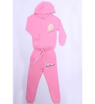 KIZ ÇOCUK EŞOFMAN TAKIMI BARBİ BASKILI KAPŞONLU B57 (Pembe)