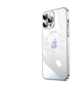 Uyumlu Model Apple iPhone 13 Pro Max Kılıf Magsafe Kamera Koruma Hoparlör Filitreli Kapak (Gümüş)