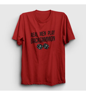 Presmono Unisex Sarı Real Men Backgammon Oyun Tavla T-Shirt 418663tt (Kırmızı)