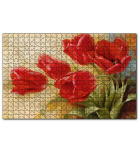 Cakapuzzle Kırmızı Gelincikler Sarı Arkaplan Puzzle Yapboz MDF (Ahşap) (255 Parça)