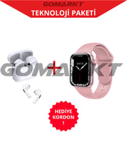 Iphone Uyumlu Watch 7 Pro Max Smart Watch Çift Tuş Aktif  Yeni Sürüm ve Yüksek Ses Kaliteli Pro 5 Bluetooth Kulaklık (Pembe)