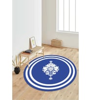 Dijital Baskılı Kaymaz Taban Yıkanabilir Yuvarlak Salon Halısı Koridor Halısı Paspas NDY-HT-814 (Lacivert)