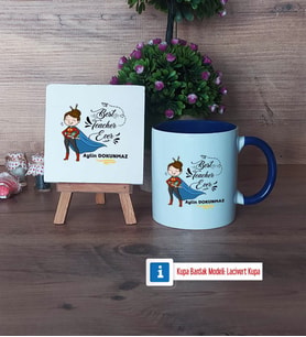 Kadın Öğretmene Hediye Dekoratif Taş, Kupa Bardak Kırmızı Hediye (Model 2)