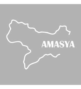 Amasya Harita Araba Sticker siyah 16x12 CM (Beyaz)