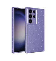 Galaxy S24 Ultra Kılıf Kamera Korumalı Simli Lüks Koton Kılıf (Mor)