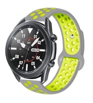 Huawei GT2 46mm KRD-02 Suya Dayanıklı Delikli Renkli Silikon Kordon (Gri - Sarı)