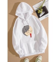 Unisex Yin Yang Cats Baskılı Sweatshirt (A.Beyaz)