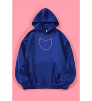 Kalp Baskılı Unisex Oversize Sweatshirt (Mavi)