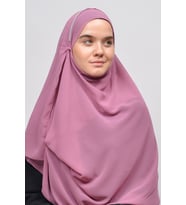 Hazır Pratik Taşlı Malezya Tesettür Şifon Şal (Gül Kurusu)
