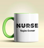 Kişiye Özel Nurse (Hemşire) Tasarımlı Turuncu Kupa Bardak (Yeşil)