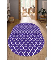 Dijital Baskılı Kaymaz Taban Yıkanabilir Oval Salon Halısı Mutfak Halısı Yolluk NDO-HT-545 (Mor)