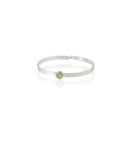 Kadir Jewellery 925 Ayar Gümüş Kaplama El İşçiliği Zirkon Taşlı Kadın Kelepçe Bilezik (Açık Yeşil)