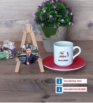 Okul Müdürü Türk Kahvesi Fincanı Ahşap Altlıklı ve Fotoğraflı Ahşap Anahtarlık Hediye Öğretmenler Günü Hediyesi (Model 3)