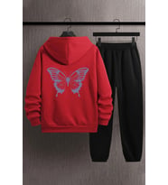 Unisex Butterfly Baskılı Eşofman Takımı (A.Kırmızı)