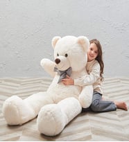 SOLEMİA 160 cm Papyonlu Peluş Ayı- % 100 YERLİ,  Sevgiliye Özel Romantik DEV Boy Pelüş Ayı (Beyaz)