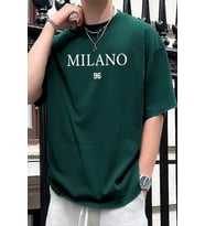 Erkek Milano Baskılı Oversize Tshirt (Yeşil)