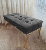 Modern Dilim Puf Ayakucu Puf Gold Metal Ayak (100*45) (Antrasit)