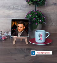 Dayıya Hediye Fotoğraflı Dekoratif Taş, Ahşap Altlıklı Türk Kahvesi Fincanı Hediye (Model 3)