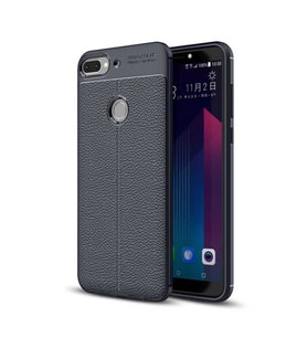 HTC Desire 12 Plus Kılıf Deri Tarzı Niss Silikon Case (Lacivert)