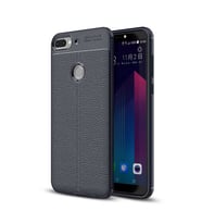 HTC Desire 12 Plus Kılıf Deri Tarzı Niss Silikon Case (Lacivert)