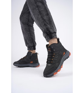 Muggo Alaska Unisex Garantili Trekking Outdoor Bağcıklı Yandan Fermuarlı Kışlık Bot (Siyah)