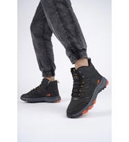 Muggo Alaska Unisex Garantili Trekking Outdoor Bağcıklı Yandan Fermuarlı Kışlık Bot (Siyah)