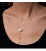 Kardelen Çiçeği Mor Taş Detaylı Gümüş Kolye (Gold)