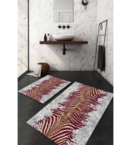 Dijital Baskılı Kaymaz Taban Yıkanabilir 2'li Klozet Takımı Banyo Paspası NDKZ-HT-110 (Bordo)