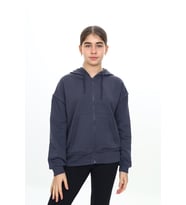 Toontoy Kız Çocuk Kapüşonlu Hırka (Füme)