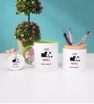 Sevimli Panda Kupa Bardak Kalemlik ve Anahtarlık İsme Özel (Model 8)