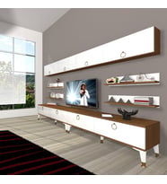 Decoraktiv Eko 360Y Mdf Gold Tv Ünitesi Tv Sehpası (Beyaz - Kahverengi)