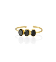 Kadir Jewellery 22 Ayar Altın Kaplama Zirkon Taşlı Ayarlanabilir Trend Bilezik (Siyah)