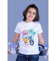 Toontoy Erkek Çocuk Motorsiklet Baskılı Tişört (Beyaz)