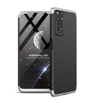 Xiaomi Redmi Note 11S Global Kılıf 3 Parça Slim Sert Silikon Kapak AYS (Siyah-Gri)